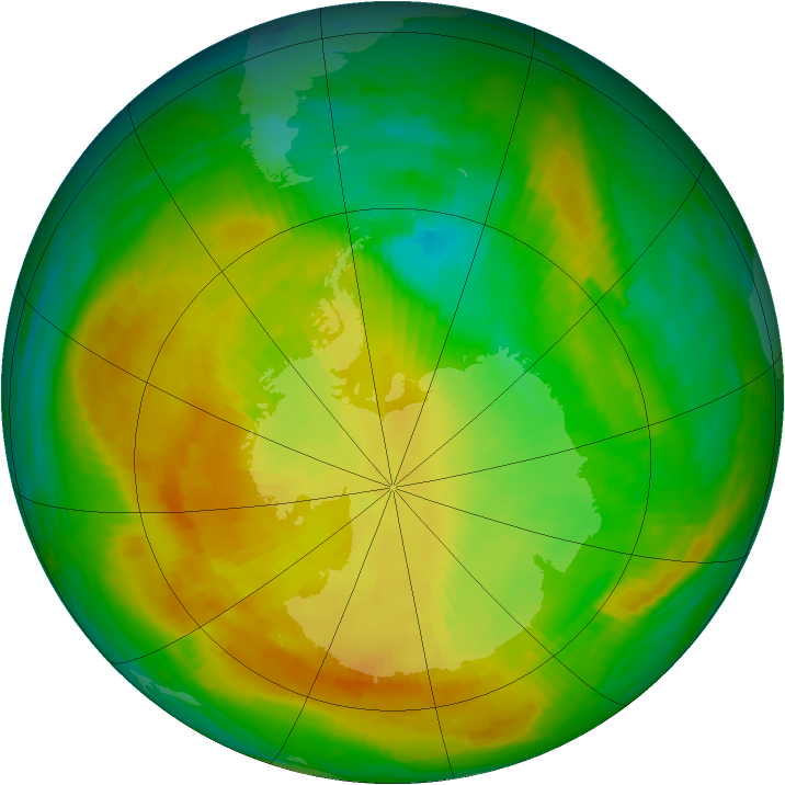 Antarctic ozone map for 16 November 1988